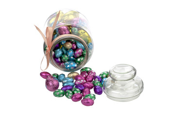 easter chocolates in a jar.