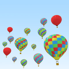 Obraz premium Group colorful balloon isolated on sky background.