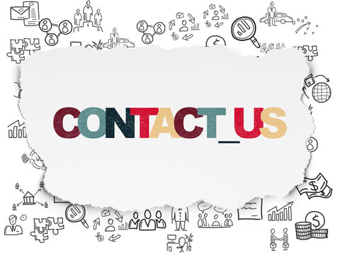 Finance concept: Contact us on Torn Paper background