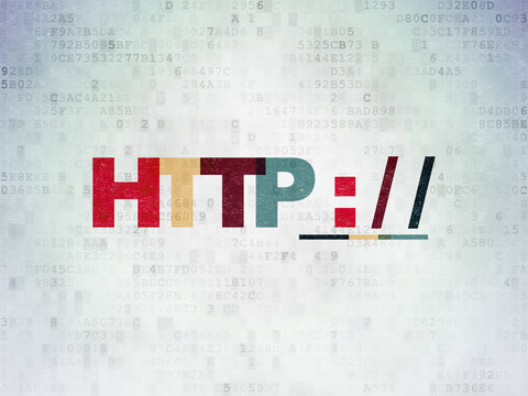 Web development concept: Http : / / on Digital Data Paper background
