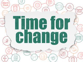 Timeline concept: Time for Change on Torn Paper background