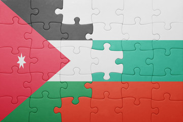Fototapeta premium puzzle with the national flag of jordan and bulgaria