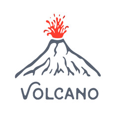 Volcano eruption logo, vector illustration on white background