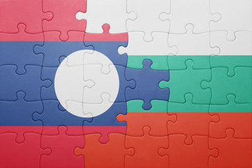 puzzle with the national flag of laos and bulgaria