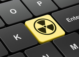 Science concept: Radiation on computer keyboard background