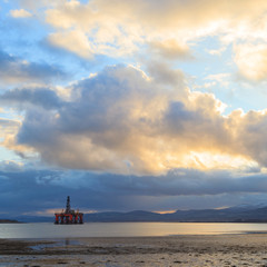 Semi Submersible Oil Rig at Cromarty Firth in Invergordon, Scotland