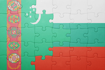 puzzle with the national flag of turkmenistan and bulgaria