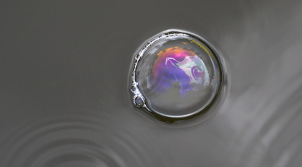 Soap bubbles on water
