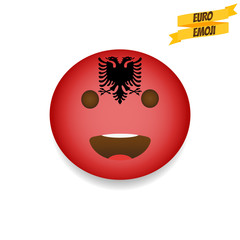 Euro emoji. Albania Flag Emoticon. Emoticon sport fan. Emoji isolated.