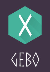 Obraz premium Gebo rune of Elder Futhark in trend flat style.