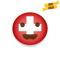 Obraz premium Euro emoji. Switzerland Flag Emoticon. Emoticon sport fan. Emoji isolated.