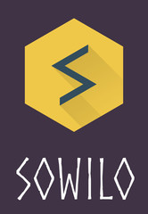 Sowilo rune of Elder Futhark in trend flat style.