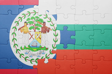 puzzle with the national flag of belize and bulgaria