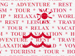 Vacation concept: Beach on wall background