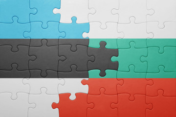 Fototapeta premium puzzle with the national flag of estonia and bulgaria