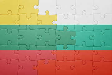 Fototapeta premium puzzle with the national flag of lithuania and bulgaria