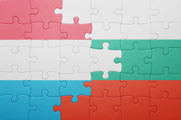 puzzle with the national flag of luxembourg and bulgaria