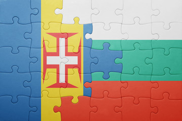 puzzle with the national flag of madeira and bulgaria