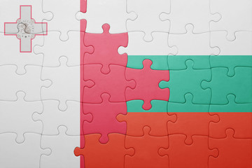 puzzle with the national flag of malta and bulgaria