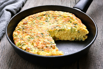 Omelet in a frying pan