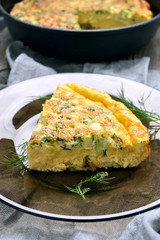 Omelette on glass plate