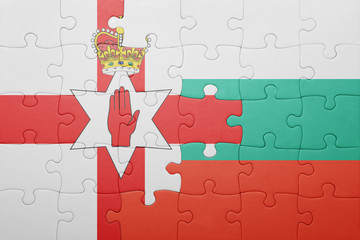 puzzle with the national flag of northern ireland and bulgaria