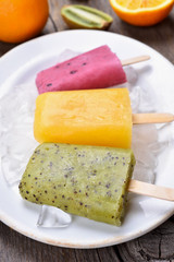 Popsicles ice cream from fruits