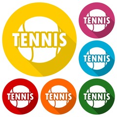 Tennis design icons set with long shadow