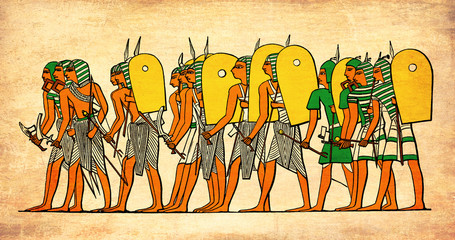 Ancyent Egypt warriors  going to battle