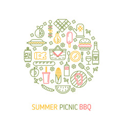 Summer picnic and bbq party vector concept.