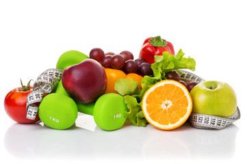 fitness equipment and healthy food