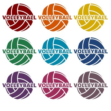 Volleyball icons set 