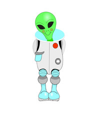 Green alien smiling and embarrassed