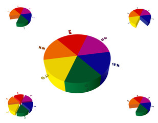 3d pie chart template. Colorful vector illustration.