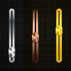 metal slider set. Vector illustration.
