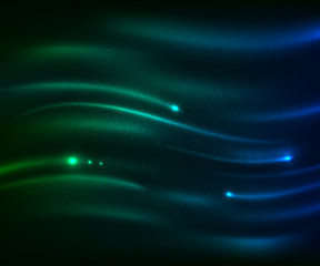 Beautiful  blue-green light glare. Cosmic glows, lighting effects