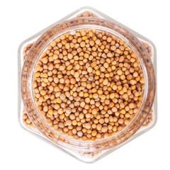 white mustard seeds isolated on white background