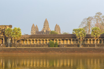 Angkor Wat temple with water reflection, Unesco site in Cambodia