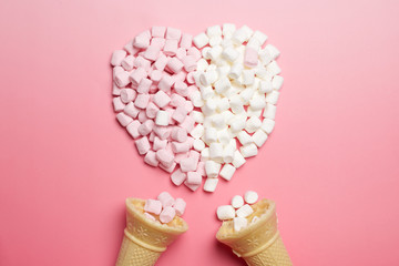 

Marshmallows heart and ice-cream cones