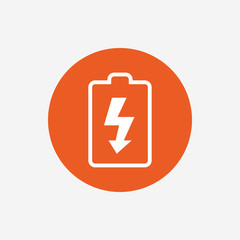 Battery charging sign icon. Lightning symbol.