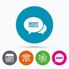 Speech bubble best choice icon. Special offer.