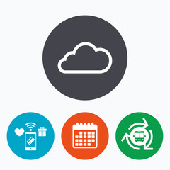 Cloud sign icon. Data storage symbol.