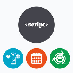 Script sign icon. Javascript code symbol.