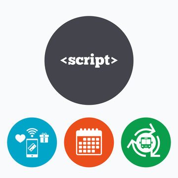 Script sign icon. Javascript code symbol.
