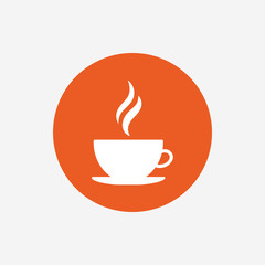 Coffee cup sign icon. Hot coffee button.