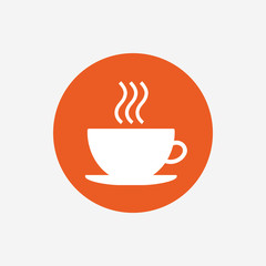 Coffee cup sign icon. Hot coffee button.