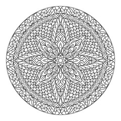 Mandala. Decorative ornament element pattern. Hand drawn ethnic tribal background template. Adult coloring book