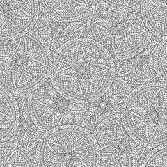 Hand drawn seamless mandala flowers pattern