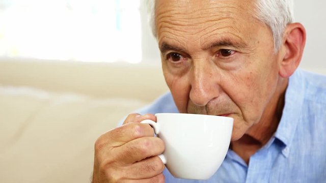 Senior man drinking coffee