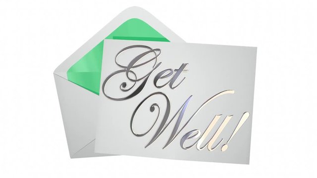 Get Well Soon Wishes Card Note Letter Envelope 3d Illustration